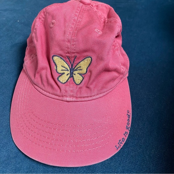 Life is Good kids baseball cap pink Butterfly Embroidered adjustable girls OS - Picture 1 of 6